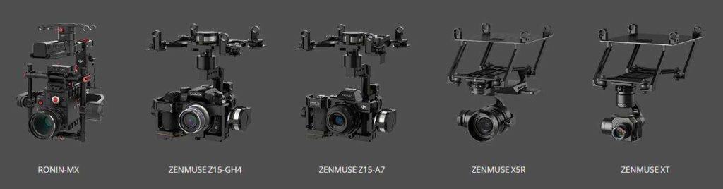 The camera options available for the DJI Matrice M600