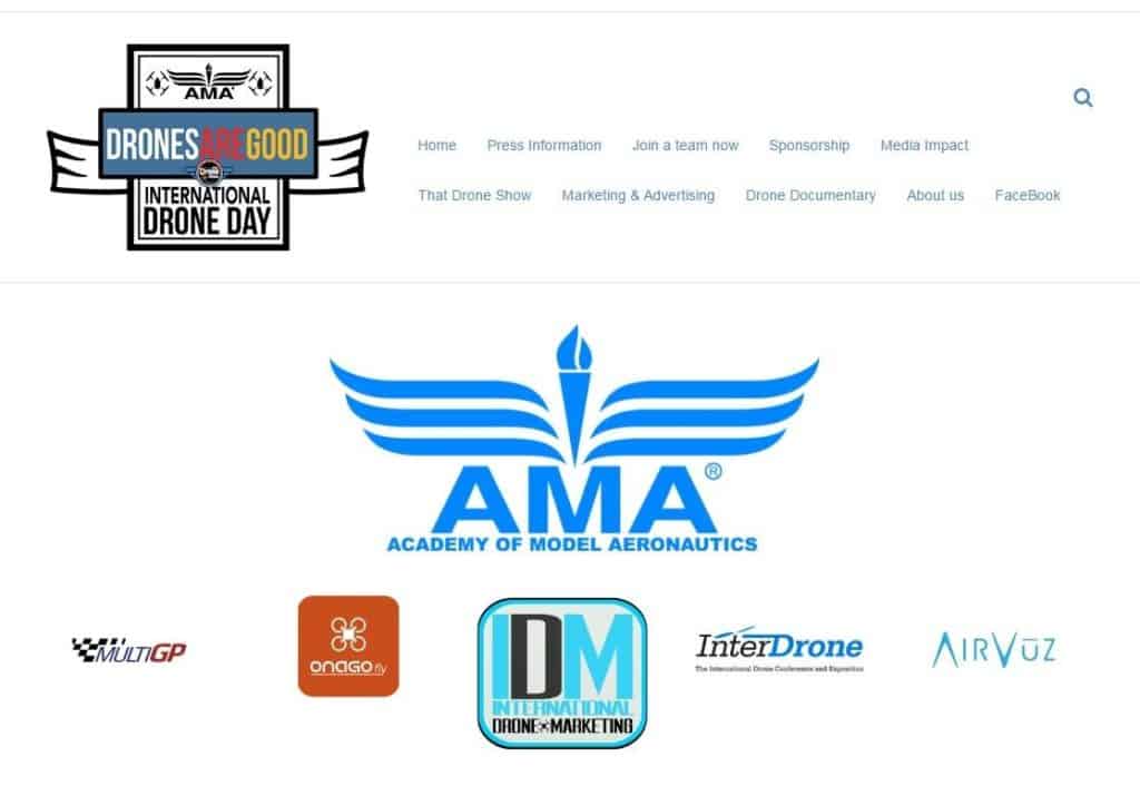 International Drone Day website, featuring the OnagoFly logo in April...the logo has since been removed.