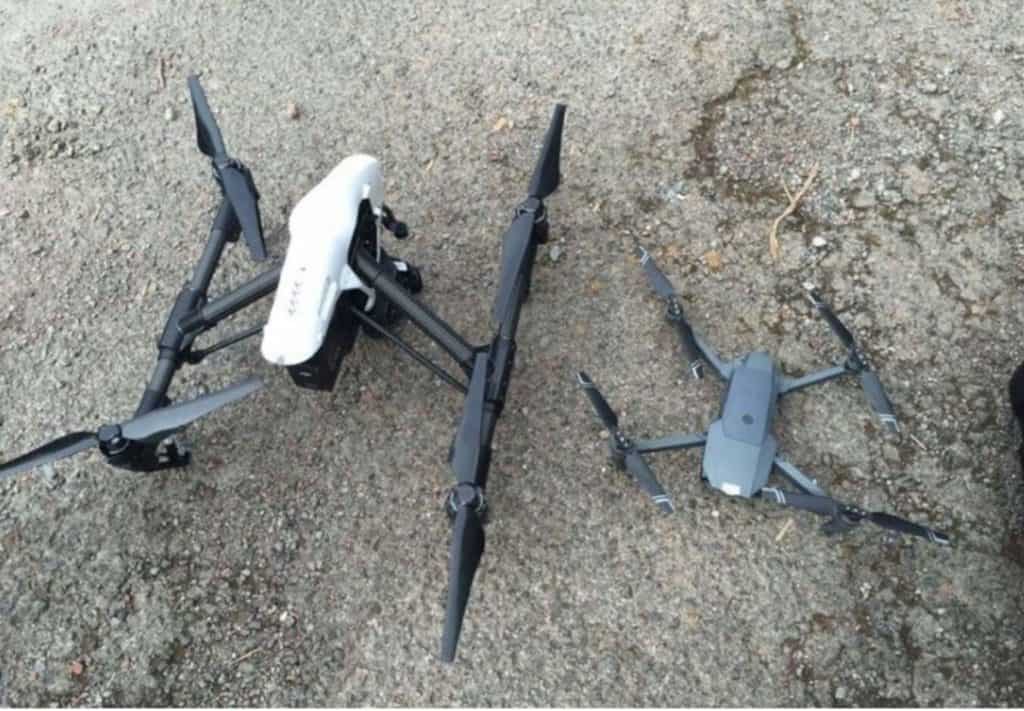 DJI Mavic next to a DJI Inspire as a size comparison