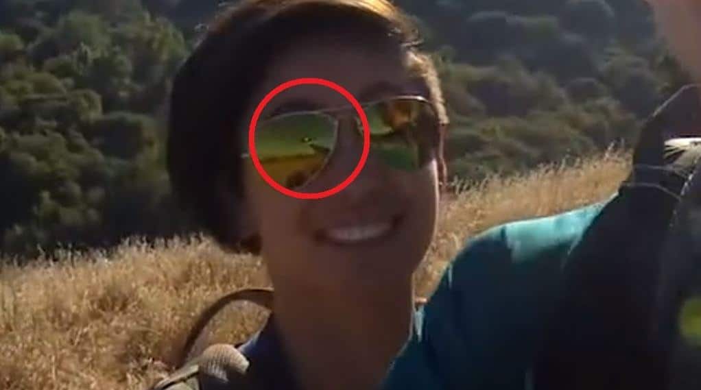 A zoomed still from the launch section of the beta footage, showing the Lily within the reflection of the tester's sunglasses.