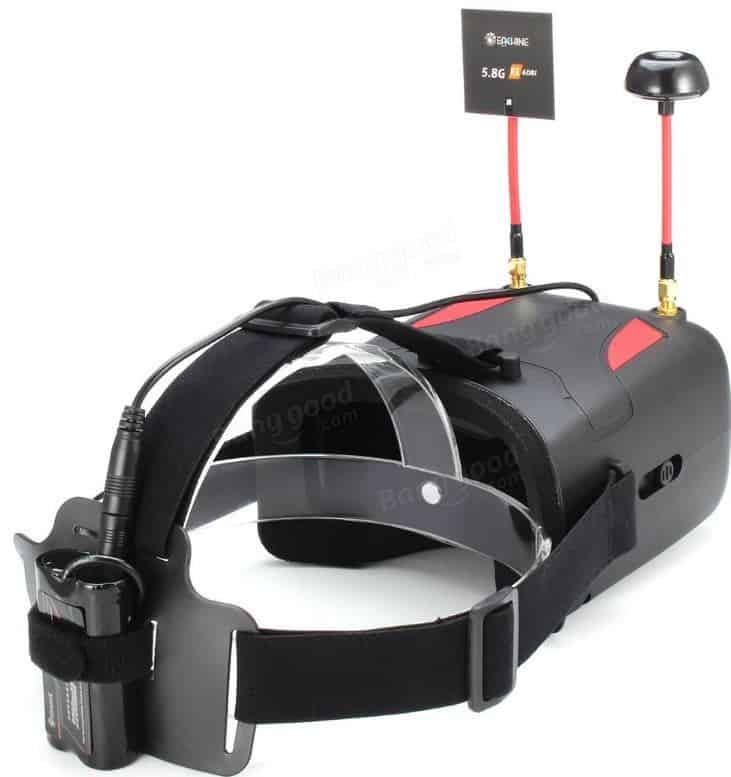 The Eachine VR D2 FPV Headset which even includes an inbuilt diversity receiver, bundled with two antennas as well!