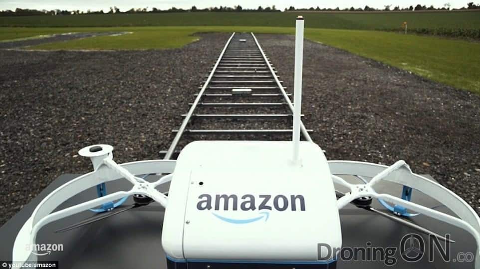 The Amazon Air Drone heading towards its launch point.