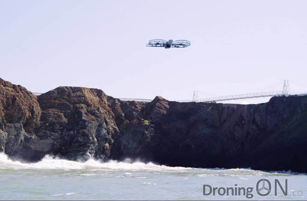 Snap from Vantage Robotics, being flown above water during beta testing.