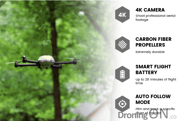 The vague specification for the Gobe drone, published via their IndieGoGo crowdfunding project page.