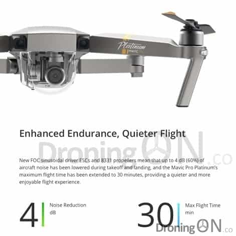 The specifications of the new Mavic Pro Platinum to be launched soon.