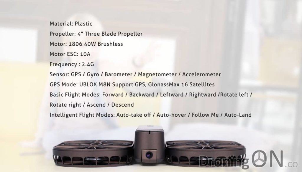 The specifications continued for the SimToo Moment Airselfie Drone.