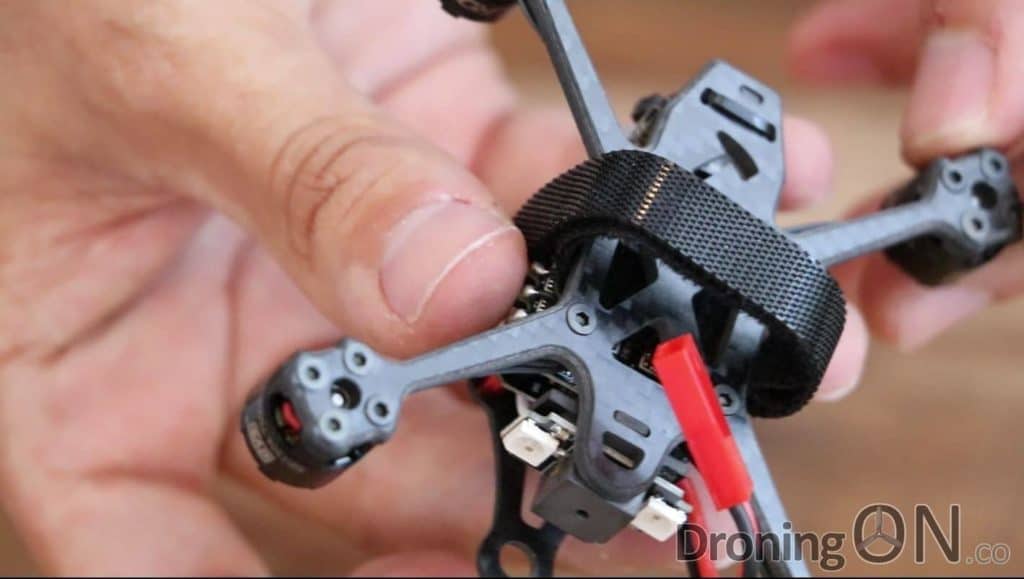 The rigid and strong 3mm carbon fibre frame of the ARFun 95Pro, without question one of the best features of this quadcopter.