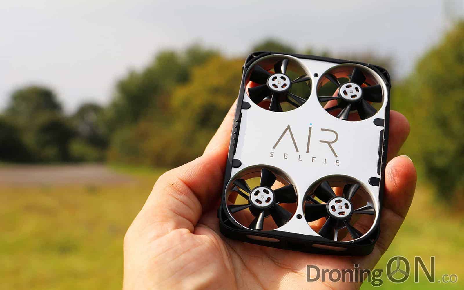 Featured the AirSelfie drone, unboxed, inspected and flight tested by DroningON.