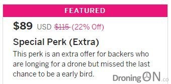 SMAO Drone early-bird pricing, which was still twice the price of the existing product on Amazon.
