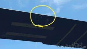 Photo from ar15.com showing the damage to the helicopter rotor blade.