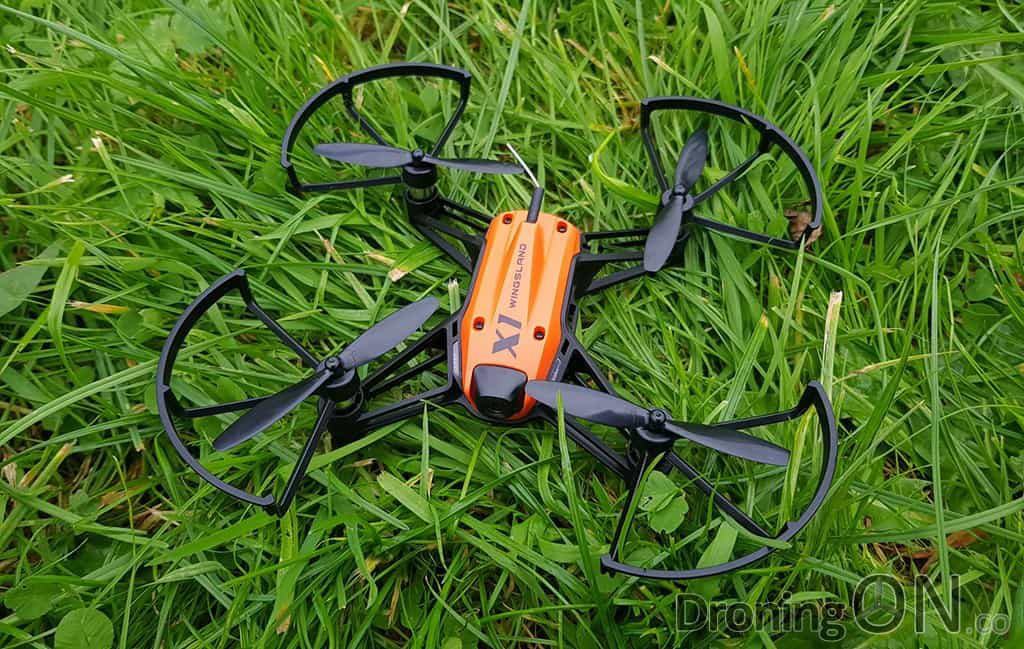 The new, small, compact and lightweight Wingsland X1 racing drone sat ready for take-off.