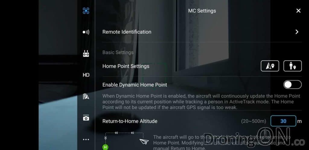 How to access the new settings screen for Remote Identification to support the DJI AeroScope
