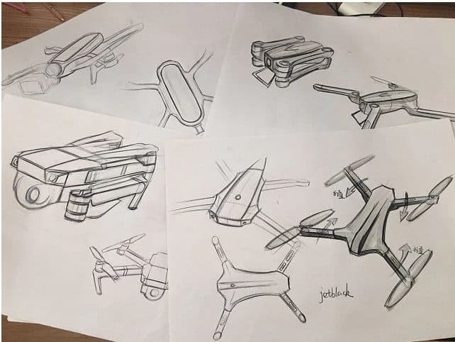 The design phase of the Jet Black Drone, as shown on the Kickstarter project page.