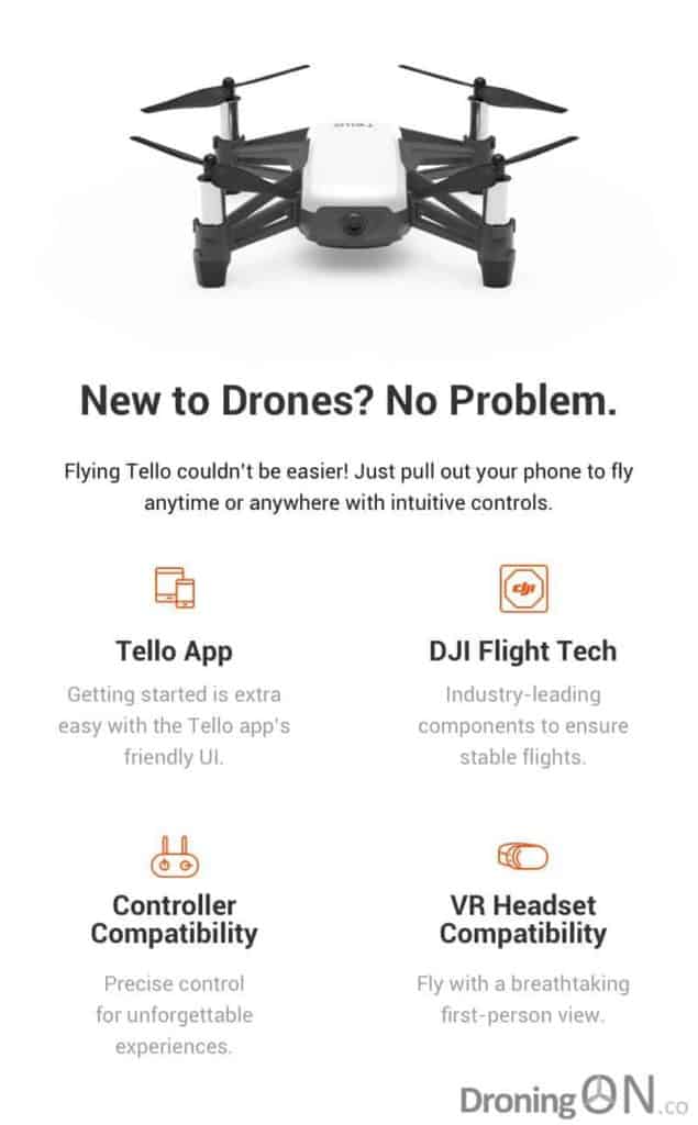 The latest new drone from DJI, the DJI Tello, retailing at only $99 or £99.