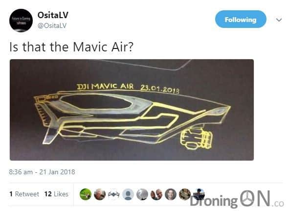 An image posed by the OsitaLV account but failing to give credit to the creator of this concept drawing, published a day before the Mavic Air launch.