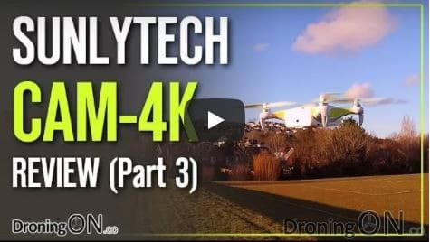 YouTube thumbnail for the Sunly 4K Cam Drone Part 3 Flight Test Review