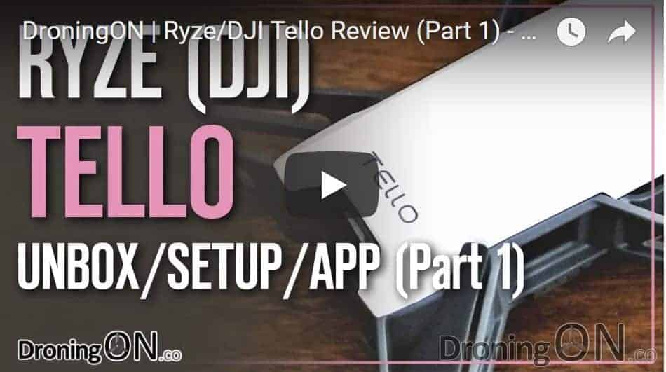 YouTube thumbnail for the Ryze/DJI Tello Review, Unboxing, Inspection and Setup