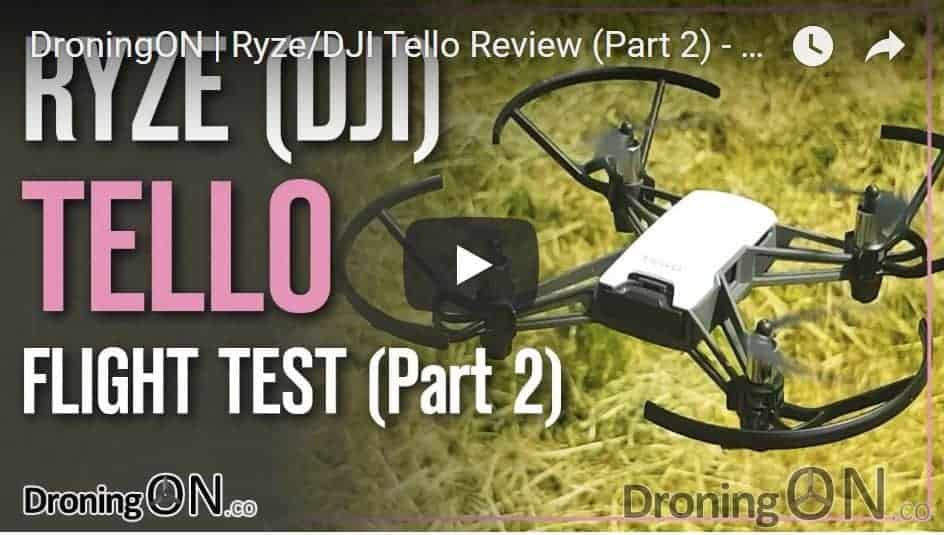 YouTube thumbnail for the Ryze/DJI Tello Review, Flight Test and Modes Test