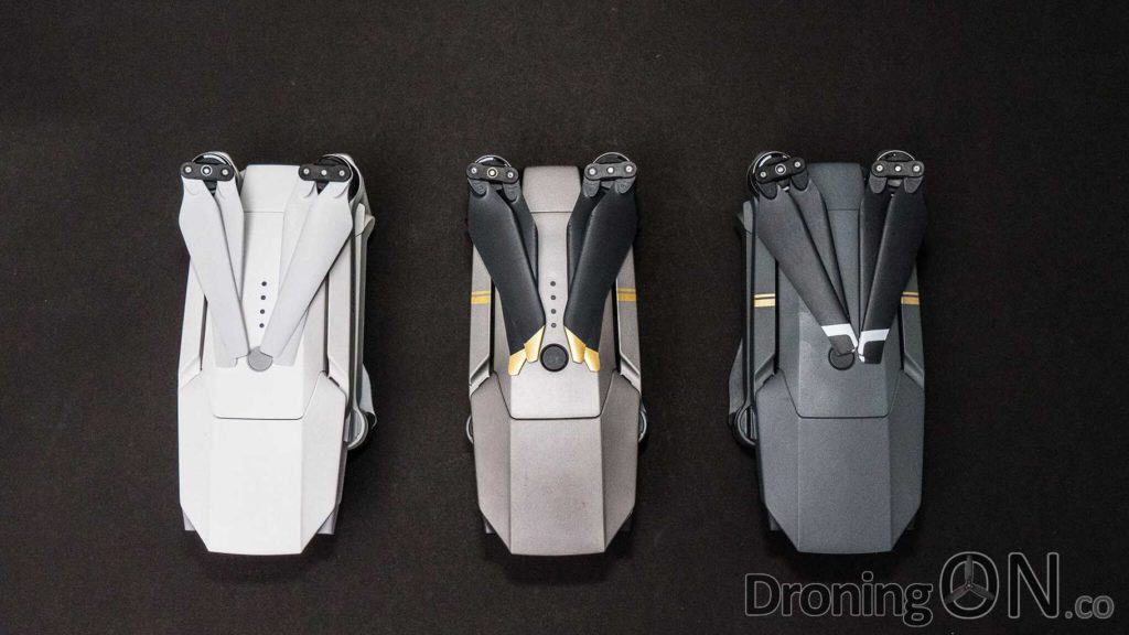 A comparison of the three different DJI Mavic Pro models (Platinum, Alpine and Regular Pro).