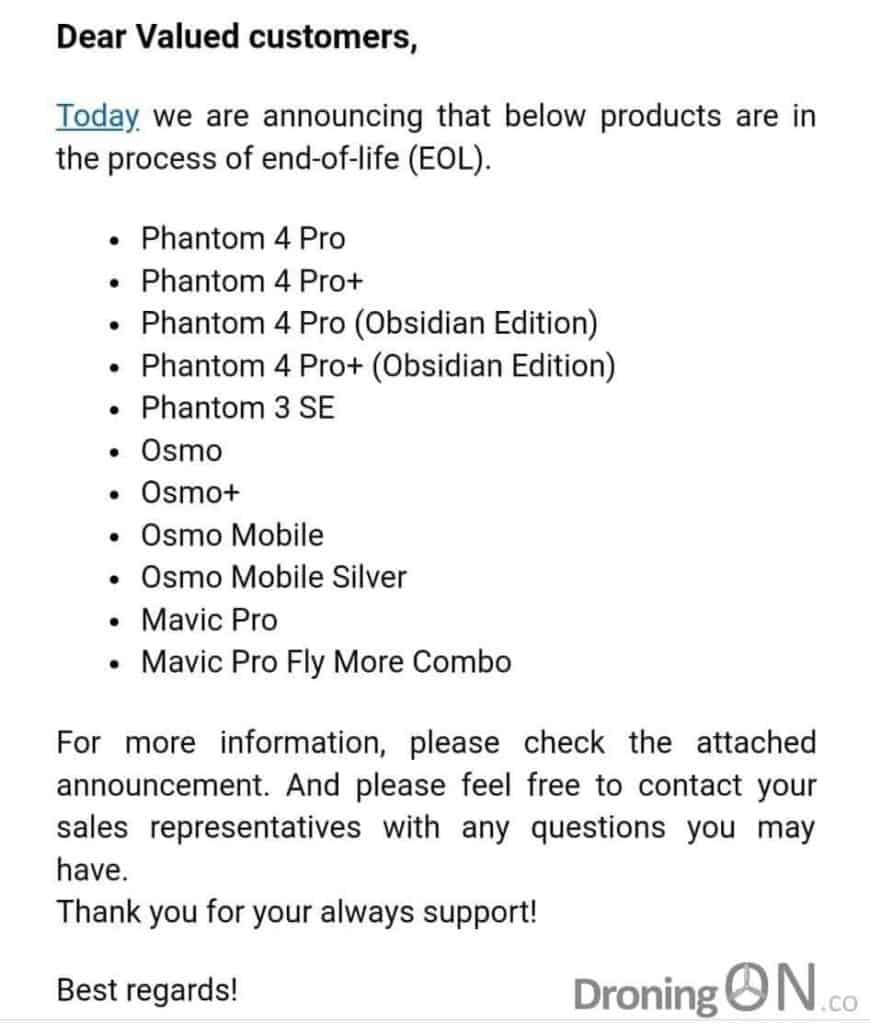 DJI announce the EOL (End Of Line) for several of their best-selling products, largely due to releases this year.