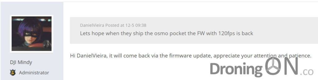 Confirmation from DJI that the slow motion feature will return to the Osmo Pocket via firmware upgrade.
