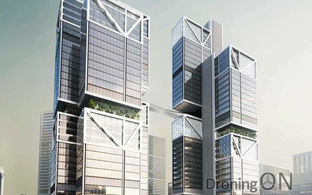 The impressive DJI building design for their new headquarters.