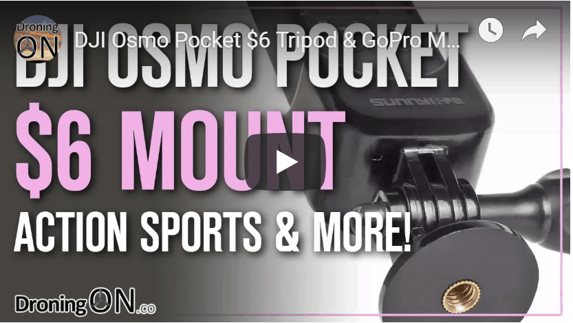 YouTube thumbnail for the Osmo Pocket Sunnylife Tripod and GoPro Mount.