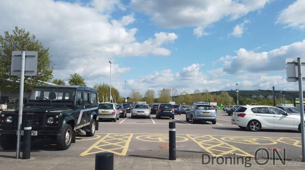 A view of a car-park without the Ulanzi OP5 Wide Angle Lens for the DJI Osmo Pocket