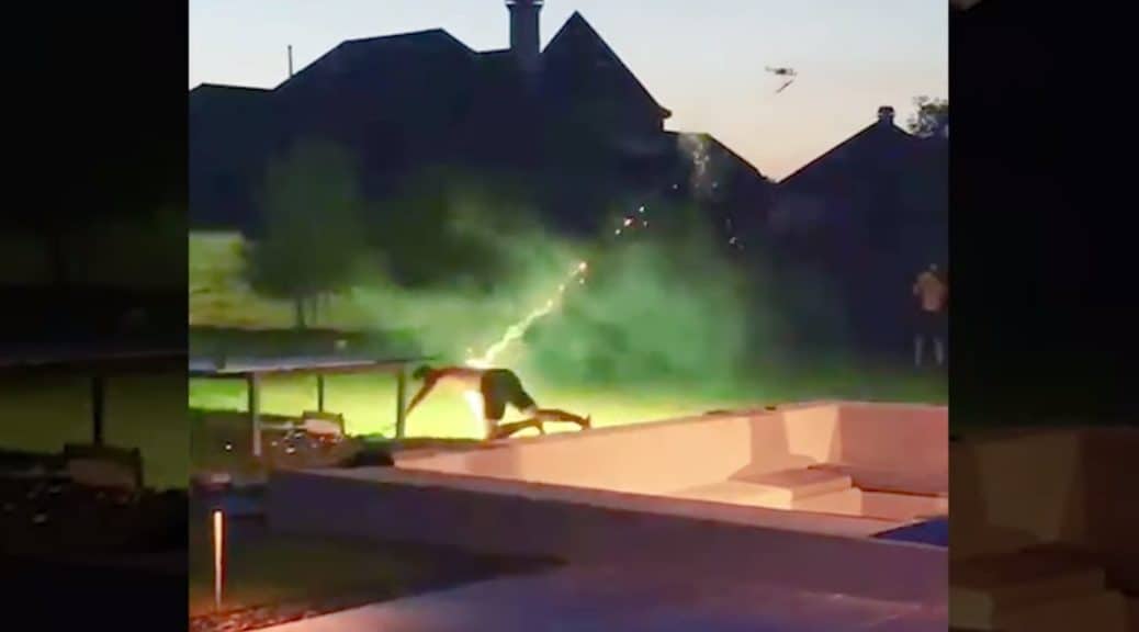 A Texan called Zack Myers recently uploaded this Instagram video of a DJI Mavic launching fireworks at drunk individuals.