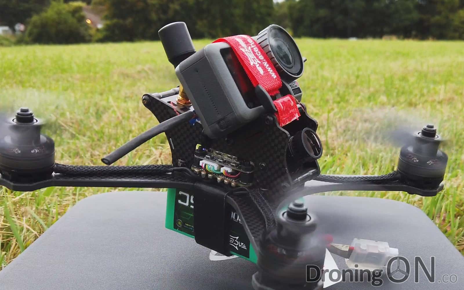 DJI Osmo Action attached to the FuriBee DarkMax 220 racing FPV quad