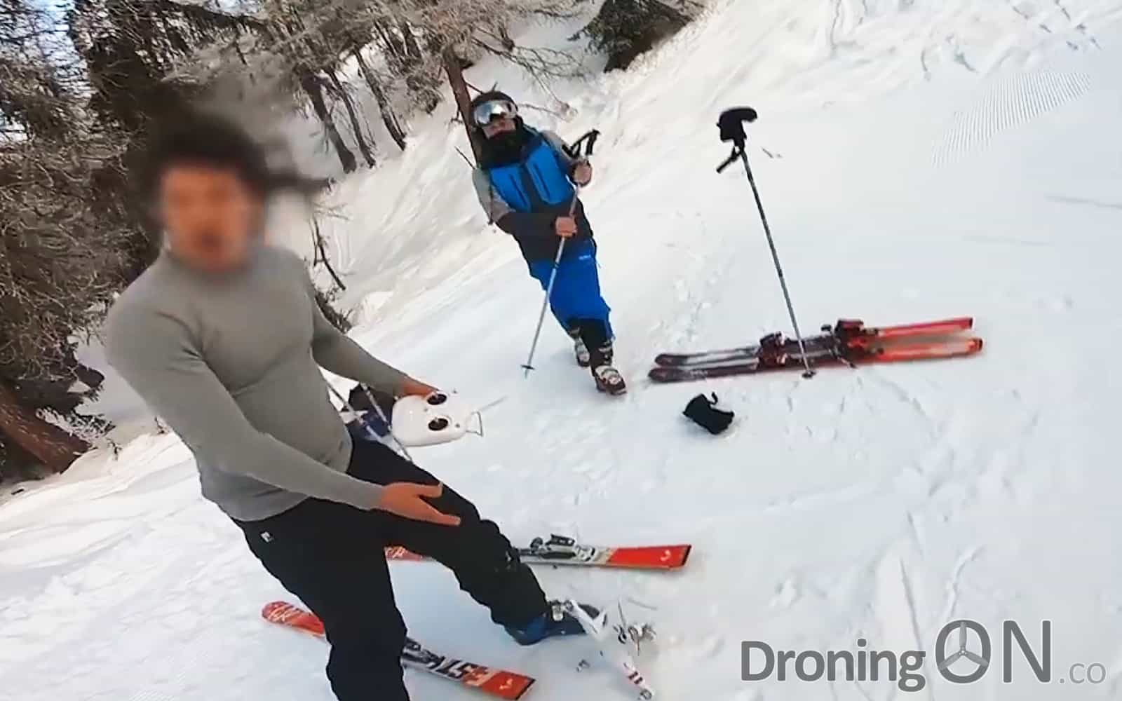 Two drone operators have been assaulted and their drone destroyed by a skier at the Les Arcs ski resort